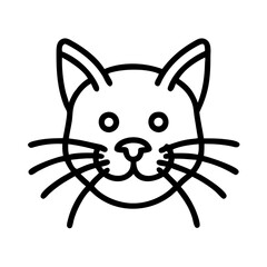 cat with long whiskers icon, cat day line art, cat day icon - simple black line art icon of cat with long whiskers, symbolizing cat day celebrations. cat day vector art.