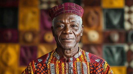 Obraz premium Portrait of a Senior African Man in Traditional Clothing