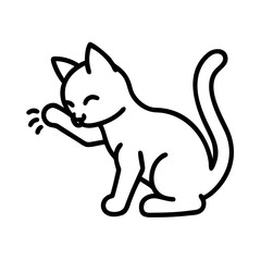 kitten pawing at something icon, cat day line art, cat day icon - simple black line art icon of kitten pawing at something, symbolizing cat day celebrations. cat day vector art.