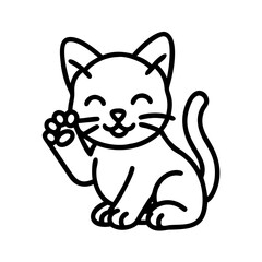 kitten pawing at something icon, cat day line art, cat day icon - simple black line art icon of kitten pawing at something, symbolizing cat day celebrations. cat day vector art.