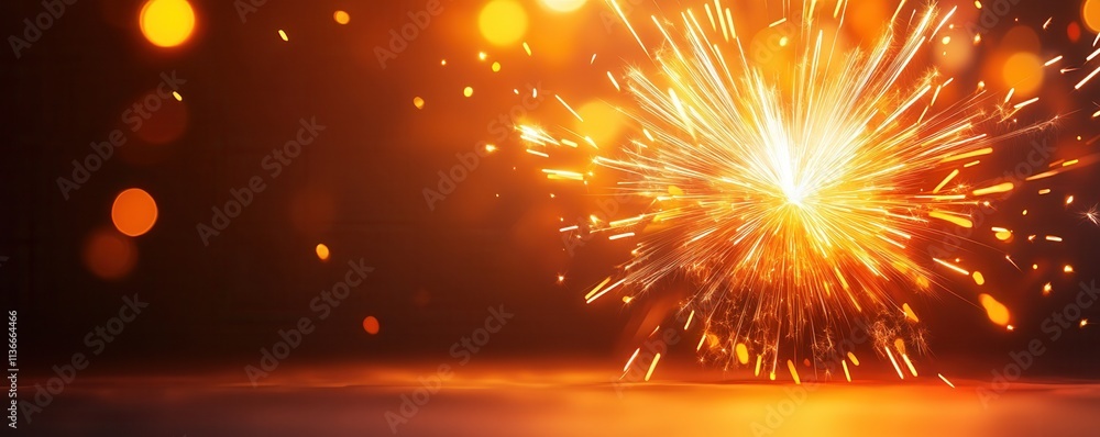 Poster a vibrant explosion of light and sparks against a dark backdrop, creating a dynamic and energetic am