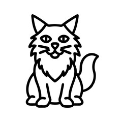 maine coon icon, cat day line art, cat day icon - simple black line art icon of maine coon, symbolizing cat day celebrations. cat day vector art.