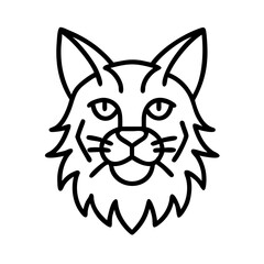 maine coon icon, cat day line art, cat day icon - simple black line art icon of maine coon, symbolizing cat day celebrations. cat day vector art.