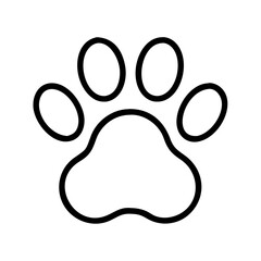 paw print icon, cat day line art, cat day icon - simple black line art icon of paw print, symbolizing cat day celebrations. cat day vector art.