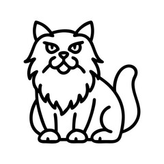 persian cat icon, cat day line art, cat day icon - simple black line art icon of persian cat, symbolizing cat day celebrations. cat day vector art.