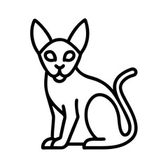 sphynx cat icon, cat day line art, cat day icon - simple black line art icon of sphynx cat, symbolizing cat day celebrations. cat day vector art.