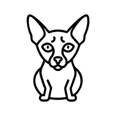sphynx cat icon, cat day line art, cat day icon - simple black line art icon of sphynx cat, symbolizing cat day celebrations. cat day vector art.