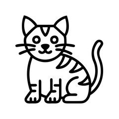 tabby cat icon, cat day line art, cat day icon - simple black line art icon of tabby cat, symbolizing cat day celebrations. cat day vector art.