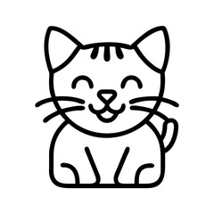 tabby cat icon, cat day line art, cat day icon - simple black line art icon of tabby cat, symbolizing cat day celebrations. cat day vector art.