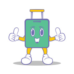 cute travel bag character mascot icon, editable vector hand drawn