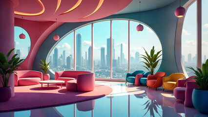 Vibrant and Eco-Friendly: An Exploration of a Fantasy Futuristic Office Design