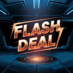 Flash Deal Announcement in Futuristic Setting