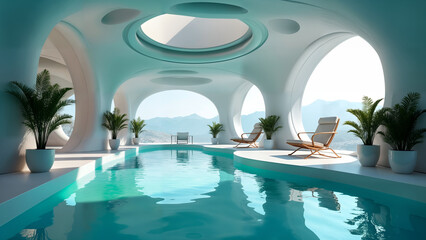 Fototapeta premium Where Imagination Meets Technology: The Enchanting Fantasy Futuristic Office Experience