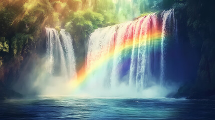 A gentle zephyr painting rainbows in the mist of a waterfall ai_generated. Zephyrine. Illustration