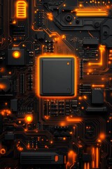 Fototapeta premium Abstract Circuit Board Design, Intricate Technology Background with Glowing. Lines and Elements