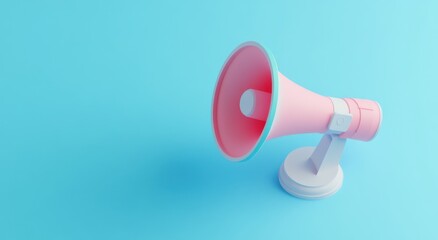 Pink Megaphone on Blue Background: A vibrant, playful image featuring a pink megaphone against a bright blue backdrop, perfect for marketing, announcements, and communication themes.