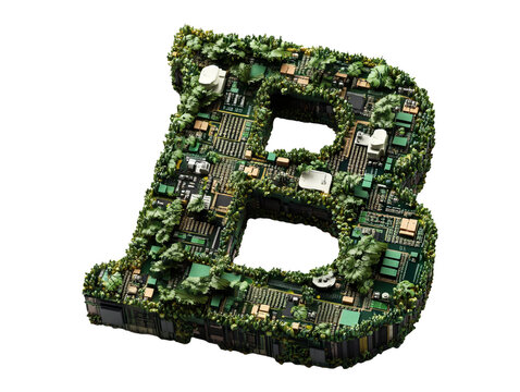 recommend clip art: Green Technology Concept with Letter B Formed from Circuit Board