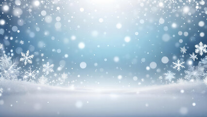 Naklejka premium Winter snowflakes on blue white watercolor festive background. Banner for Christmas or New Year design, decor holidays concept with space for text.