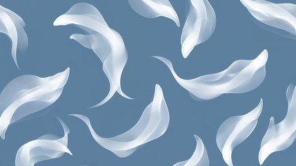 Abstract zephyr shapes on blue seamless background, elegant, simplicity, dynamic, subtle, patterned. Zephyrine. Illustration