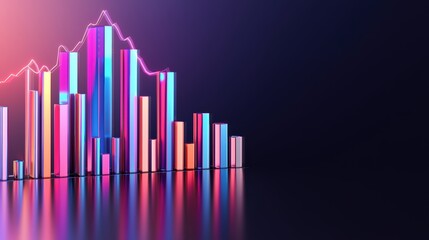A vibrant, colorful bar graph with a line chart overlay, representing data trends and analytical insights in a modern, sleek design.