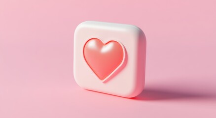 Pink Love Button:  A 3D rendering of a heart-shaped button, symbolizing affection, love, and connection. This image is perfect for social media, Valentine's Day.