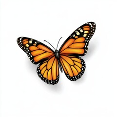 Obraz premium Monarch Butterfly in Flight: A vibrant orange and black monarch butterfly with delicate wings outstretched in a graceful flight, symbolizing transformation, beauty, and the fragility of nature. 