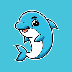 Cute Dolphin Cartoon Mascot Illustration Design