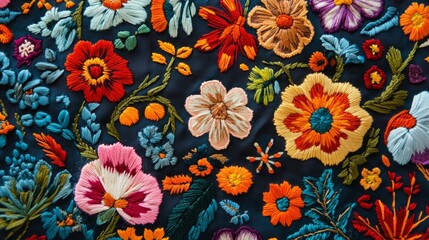 Embroidery pattern decor fabric composition background