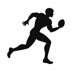  a football player running with the ball on  vector silhouette 