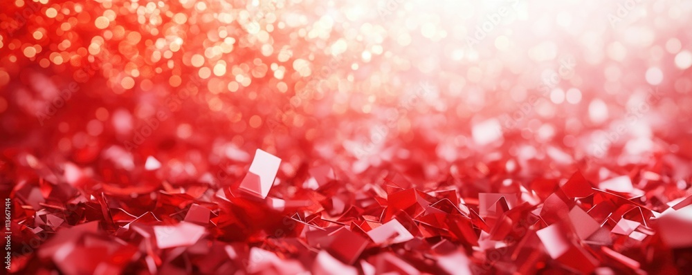 Aufkleber a shimmering red background filled with sparkling pieces, creating a vibrant and festive atmosphere.