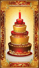 Frame cake Happy birthdays|wedding cake an flower