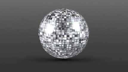 Silver disco mirror ball on background, disco, mirror ball, isolated, party, reflection, shiny, decoration. Mirrored. Illustration