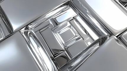 Naklejka premium Square mirrored chrome frame with rounded bevel, mirror, chrome, frame, square, rounded, bevel, shiny, reflection. Mirrored. Illustration