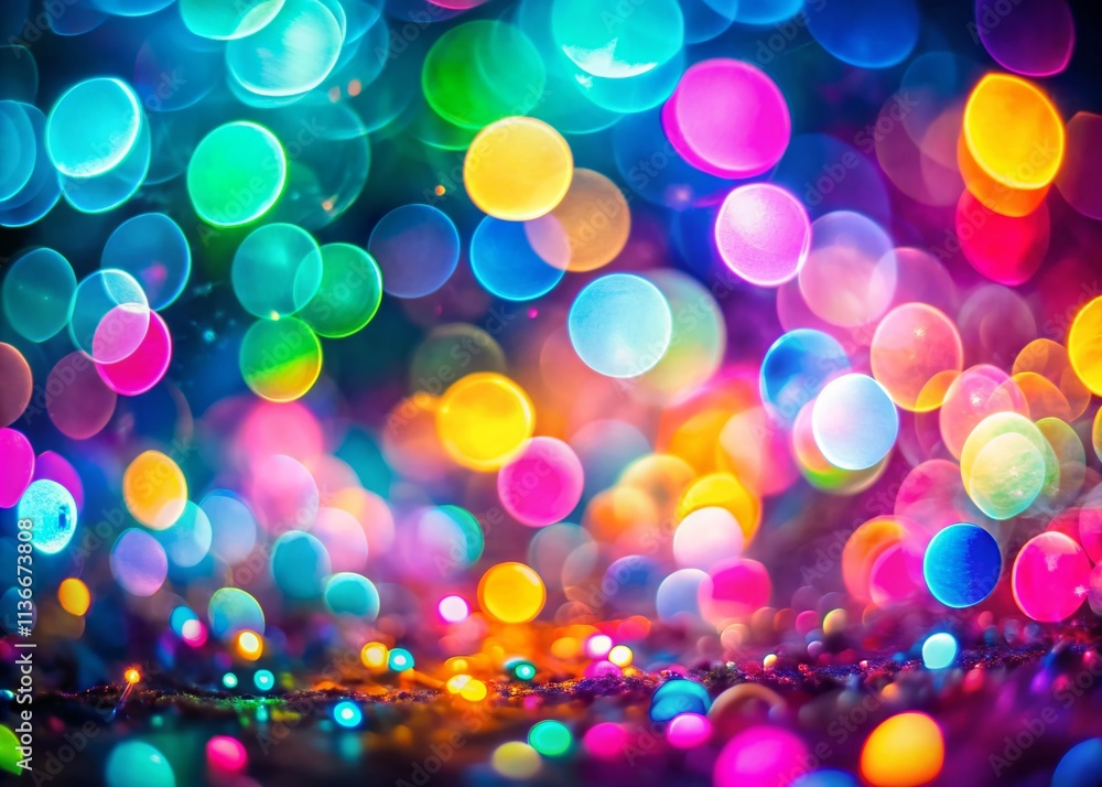 Poster vibrant neon nectar in bokeh: a colorful abstract background with glowing lights and soft focus for 