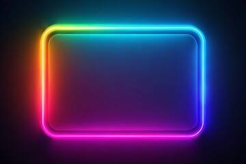 Fototapeta premium Vibrant Neon Rounded Parallelogram Frame with Dynamic Colors and Light Effects Perfect for Creative Backgrounds and Modern Designs in Eye-Catching Compositions