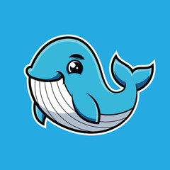 Cute Whale Cartoon Mascot Illustration Design