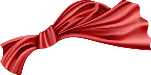 Flowing red silk fabric with rich texture, showcasing elegant folds and a soft,  Isolated on white background.AI GENERATED