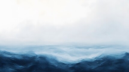 Obraz premium Abstract Blue Landscape Painting Of Misty Mountains