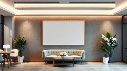 A mockup of an office wall art featuring professional branding design, wall art, elegant