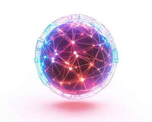 A futuristic digital sphere representing connectivity and technology.