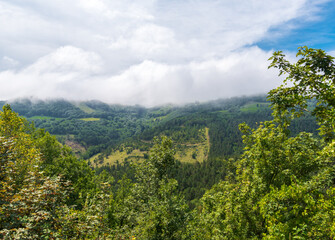 Fototapeta premium Paysage de l'Aubrac sous le brouillard, France