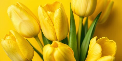 Yellow Tulips on Yellow Background

