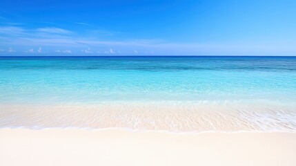 Obraz premium Serene Beach With Clear Turquoise Waters and Soft White Sands on a Sunny Day