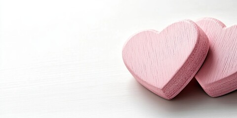 Fototapeta premium Two beautifully delicate pink hearts symbolizing deep love and romance, making them perfect for celebrating the joyous occasion of Valentines Day with someone special in your life