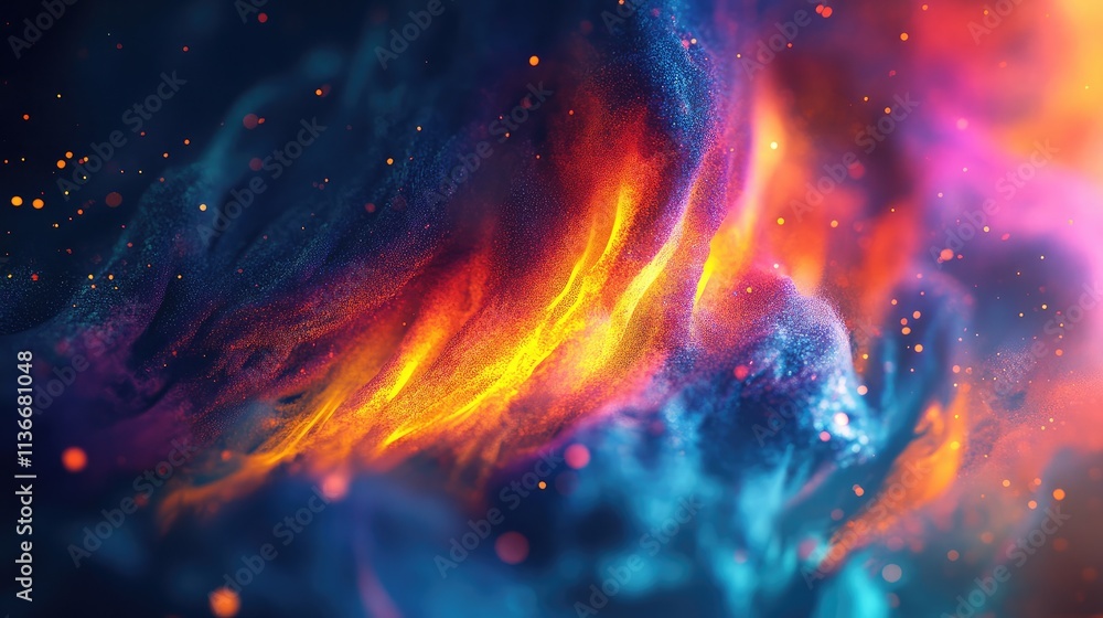 Aufkleber abstract vibrant cosmic background with swirling flames and glowing particles creating a mesmerizing