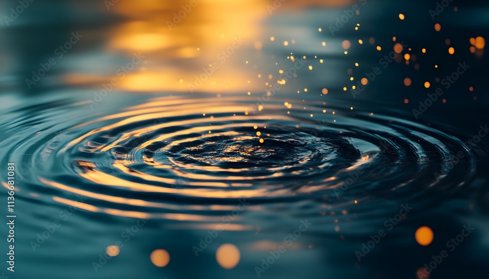 Aufkleber captivating close-up of water ripples and glimmering light reflections creating a serene and tranqui