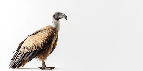 Obraz premium Studio photo of a vulture isolated against a white background. Wildlife and conservation concept, space for copy.