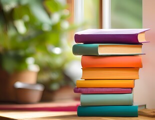 Book stack for education, library, literature, school, reading and learning,