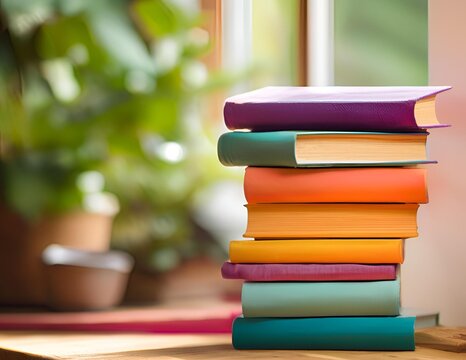 Book stack for education, library, literature, school, reading and learning,
