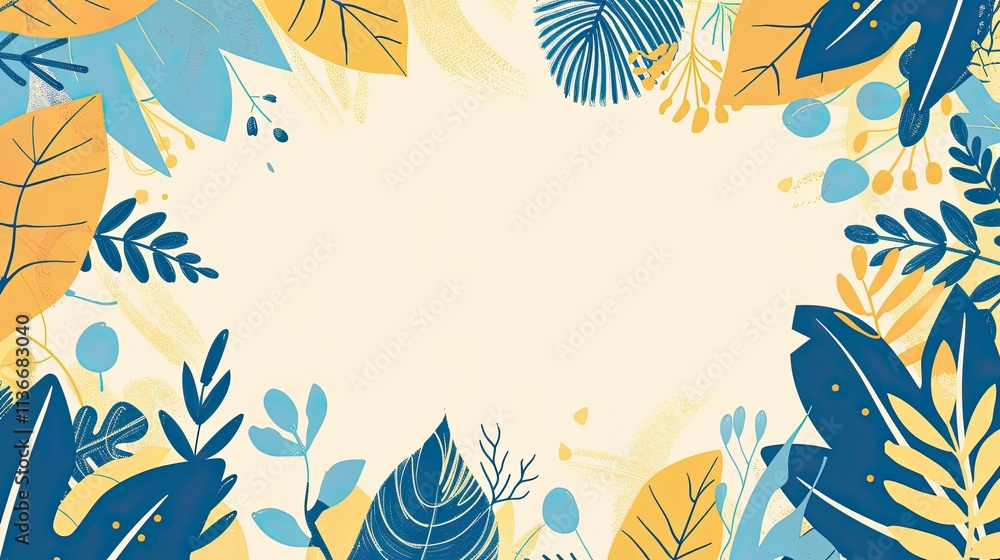 Poster a colorful leaf border design with a blank center for text or images.